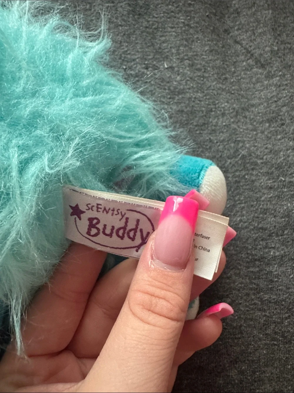 Scentsy Teal Furry Plush Bag Charm with Bow
